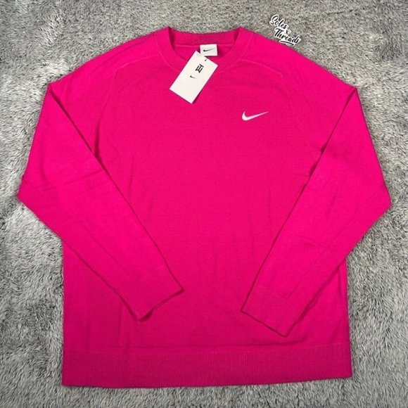 Nike Tiger Woods Knit Golf Sweater Fireberry Pink Size Large Men - Picture 1 of 8